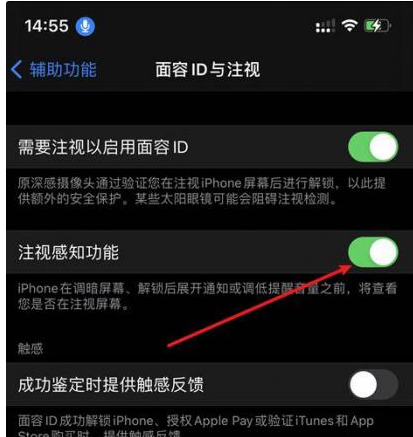 泸定苹果14维修网点分享iPhone14注视感知功能有什么用 